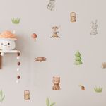 Kit Adesivos de Parede Infantil Animais da Floresta Aquarela