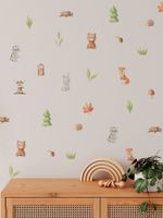 Kit Adesivos de Parede Infantil Animais da Floresta Aquarela
