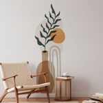 Adesivo de Parede Boho Abstrato Formas Botânicas Modernas