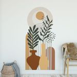 Adesivo de Parede Minimalista Boho Vasos e Ramos Elegantes