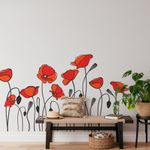 Adesivo de Parede Tulipas Vermelhas Flores Vibrantes