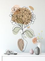 Adesivo de Parede Vaso de Flores Line Art Estilo Minimalista