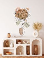 Adesivo de Parede Vaso de Flores Line Art Estilo Minimalista