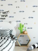 Kit Adesivos de Parede Infantil Carros De Corrida e Pista Aquarela
