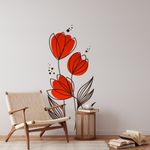 Adesivo de Parede Floral Tulipas Vermelhas Vibrantes