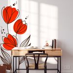 Adesivo de Parede Floral Tulipas Vermelhas Vibrantes