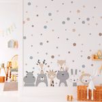 Kit Adesivo de Parede Infantil Amiguinhos da Floresta e Bolinhas