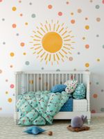 Adesivo de Parede Infantil Sol Radiante e Bolinhas Coloridas