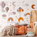 Kit Adesivos de Parede Infantil Céu Mágico Arco-íris e Nuvens
