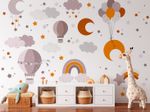 Kit Adesivos de Parede Infantil Céu Mágico Arco-íris e Nuvens