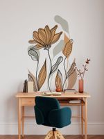 Adesivo de Parede Floral com Formas Orgânicas Contemporâneo