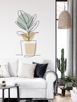 Adesivo de Parede Line Art Floral Contemporâneo e Chic