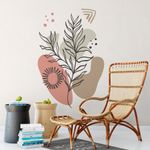 Adesivo de Parede Floral Boho Chic com Formas Orgânicas