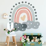 Adesivo de Parede Infantil Arco-Íris e Nuvens Estilo Boho Chic