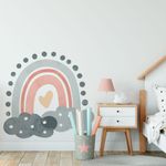 Adesivo de Parede Infantil Arco-Íris e Nuvens Estilo Boho Chic