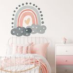 Adesivo de Parede Infantil Arco-Íris e Nuvens Estilo Boho Chic
