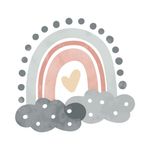 Adesivo de Parede Infantil Arco-Íris e Nuvens Estilo Boho Chic