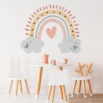Adesivo de Parede Infantil Arco-Íris Boho Nuvens e Brilhos Mágicos