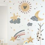 Adesivo de Parede Infantil Céu em Aquarela com Estrelas e Luas