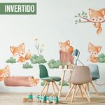 Adesivo de Parede Infantil Raposinha na Floresta Encantada Aquarela