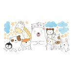 Adesivo de Parede Infantil Animais Amigos com Nuvens e Estrelas