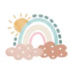 Adesivo de Parede Infantil Arco-Íris e Sol em Aquarela Suave