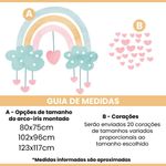 Adesivo de Parede Infantil Arco-Íris Encantado com Nuvens e Corações