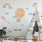 Kit Adesivos de Parede Infantil Céu Mágico: Balão, Pipa e Arco-Íris