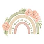 Adesivo de Parede Infantil Arco-Íris Delicado com Flores de Jardim