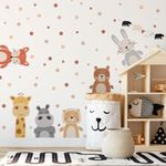 Kit Adesivos de Parede Infantil Safari Animais e Bolinhas Coloridas