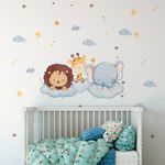 Adesivo de Parede Infantil Safari Baby Aquarela Animais