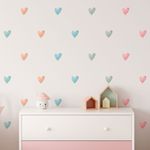 Kit Adesivos de Parede Corações Delicados Aquarela