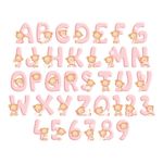 Kit Adesivos de Parede Infantil Educativo Alfabeto e Números Rosa