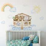 Adesivo de Parede Infantil Arca de Noé Aquarela Animais