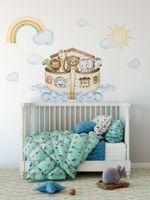 Adesivo de Parede Infantil Arca de Noé Aquarela Animais