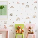 Kit Adesivos de Parede Infantil Aquarela Arco-Íris Mágico e Nuvens