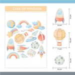 Kit de Adesivos de Parede Infantil Aventura Espacial Astronautas e Foguetes