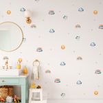 Kit Adesivos Decorativos de Parede Céu Encantado: Arco-Íris e Sol