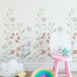 Adesivo de Parede Infantil Galhos e Flores em Aquarela Floral