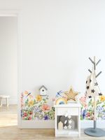 Adesivo de Parede Jardim Delicado Aquarela Flores e Libélulas