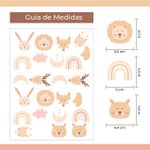 Kit Adesivos de Parede Safari Boho Animais da Selva Aquarelados