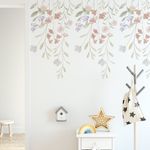 Adesivo de Parede Infantil Galhos e Flores em Aquarela Floral