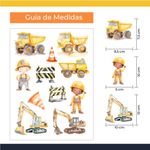 Kit Adesivos de Parede Infantil Canteiro de Obras: Tratores e Caminhões