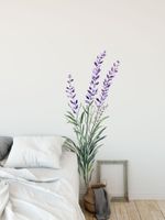 Adesivo de Parede Flor de Lavanda Aquarela Estilo Provençal