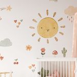 Adesivo de Parede Infantil Boho Sol e Elementos Delicados