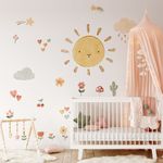 Adesivo de Parede Infantil Boho Sol e Elementos Delicados