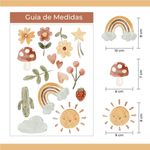 Kit Adesivos de Parede Infantil Boho Aquarela Natureza Mágica