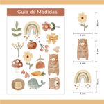 Kit Adesivos de Parede Aquarela Boho Animais e Arco-Íris