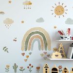 Adesivo de Parede Infantil Boho Arco-Íris e Céu Encantado