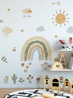 Adesivo de Parede Infantil Boho Arco-Íris e Céu Encantado